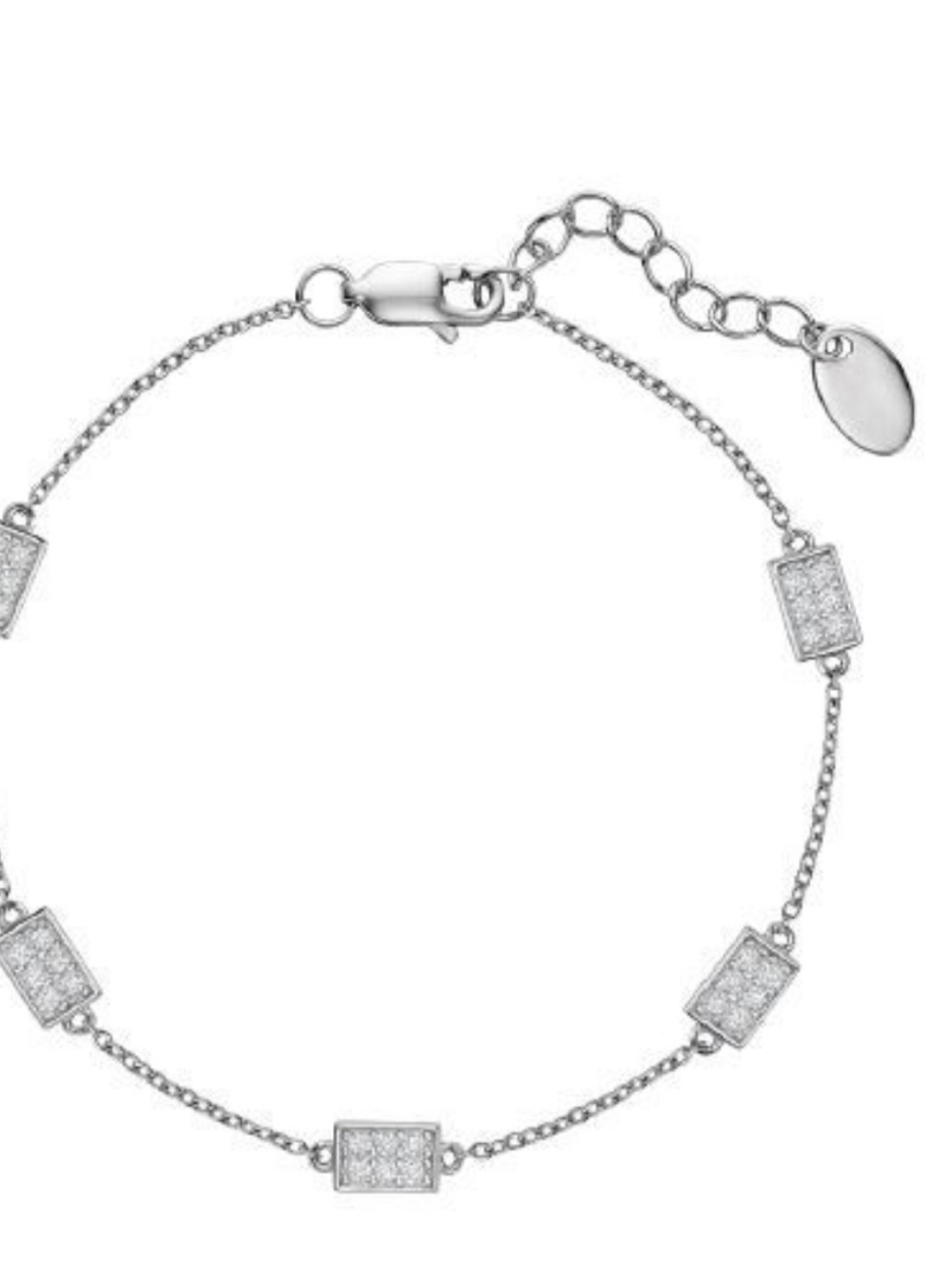 TOCARA Sterling Silver Rectangular Pavé Bracelet - Silver